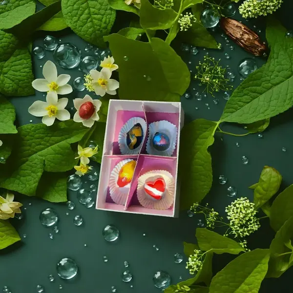 Bombones rellenos con chocolate al 70% x4 Unit.